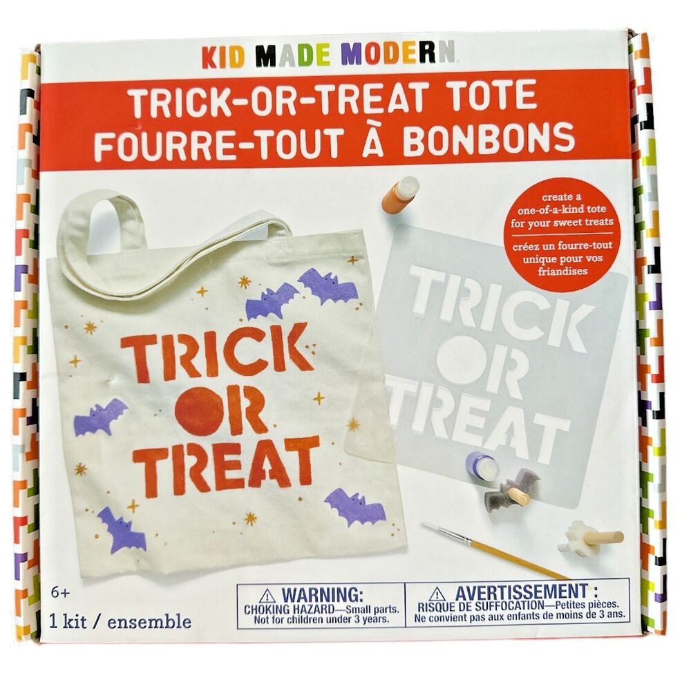 Kid Made Modern Customizable Trick or Treat Tote Kit – Craft for Ages 6+